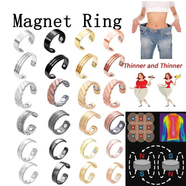 

creative magnetic health rose magnet opening ring gold silver, Black