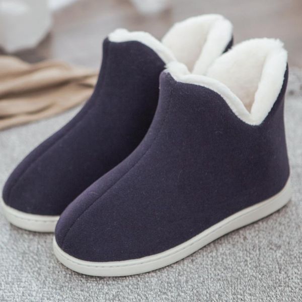 

slippers women plush home indoor high shoes big size 45 flat slipper winter house, Black