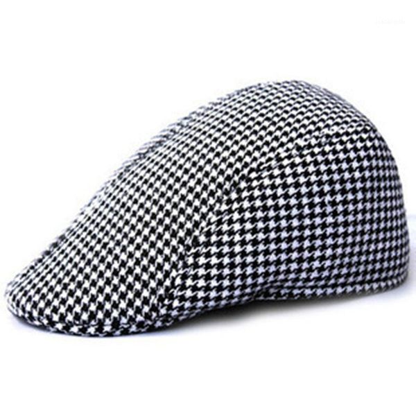 

berets spring and autumn womens knit men vintage boinas plaid woolen warm hat toca casual beret cap, Blue;gray