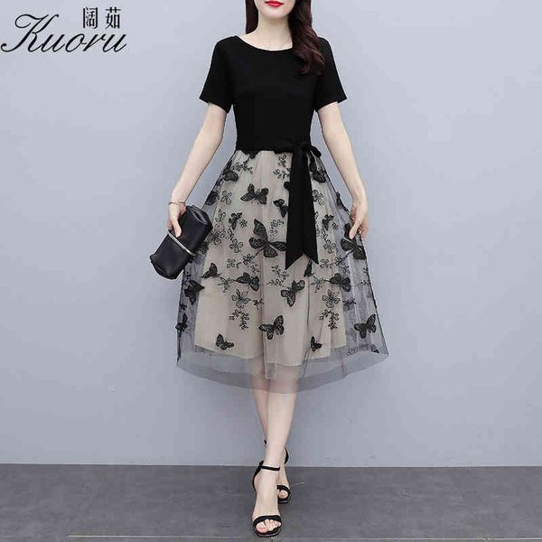

sukienka - women's casual mh black tulle short sve round neck midi drs, large, 2021, Black;gray