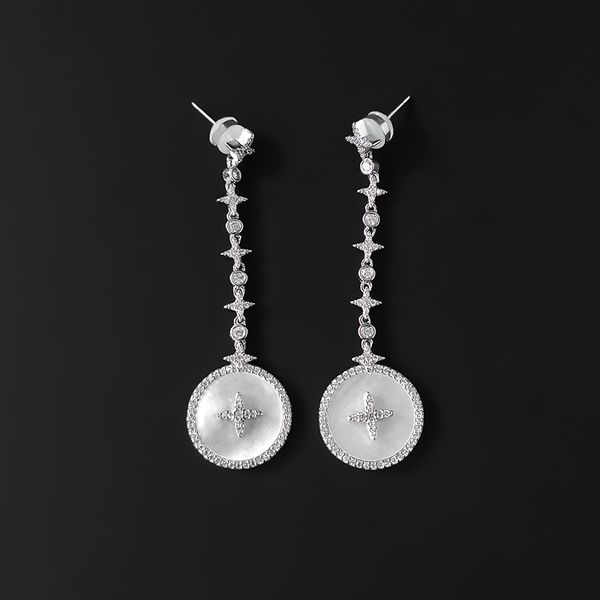 

s925 sterling silver star white fritillary dangle earring personalized fashion design luxury jewelry monaco earrings gift for girlfriend