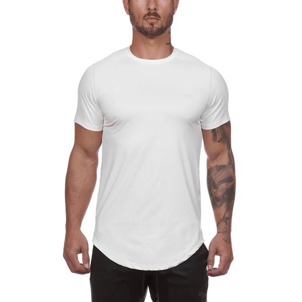 

e-baihui 2021 summer new round neck sports fitness t-shirt men's breathable wicking training casual solid color short sleeves cy1006, White;black