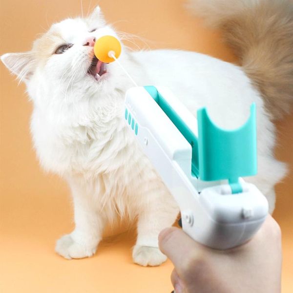 

cat toys 2021 funny rebound toy with feather&ball teaser interactive stick gun for kitten small dog sticks ball