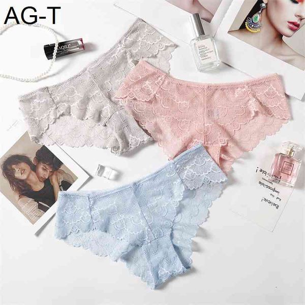 

3pcs lace panties solid soft breathable briefs seamless women underwear ladies panty transparent tempting low-rise lingerie, Black;pink