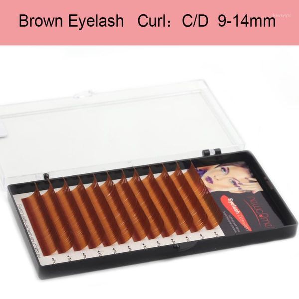 

thinkshow brown eyelash extension c/d curl 9-14mm 12rows/tray natural long individual lashes makeup tools1