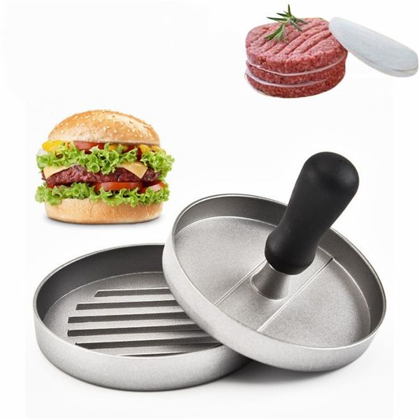 Polpette antiaderenti di forma rotonda Carne di manzo Stampi a pressione Fornello Gadget da cucina Utensili Hamburger Lega di alluminio 210423