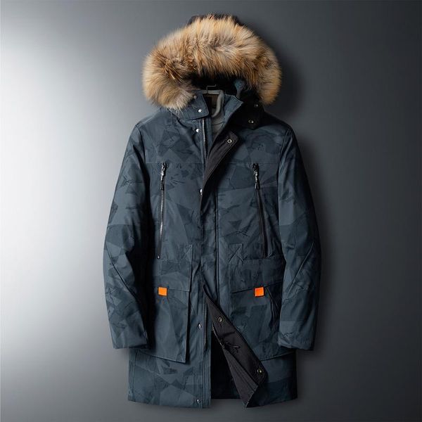 

men's down & parkas winter mens camouflage jackets parka coat fur collar windproof overcoat men outdoor long cotton hooded jacket 8xl 7, Black