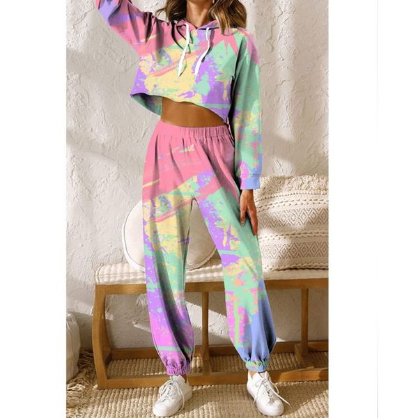

comfortable pattern women's pants autumn and winter women's sportswear thickened fleece cotton jacket 2-piece sweatshirt and pants, White