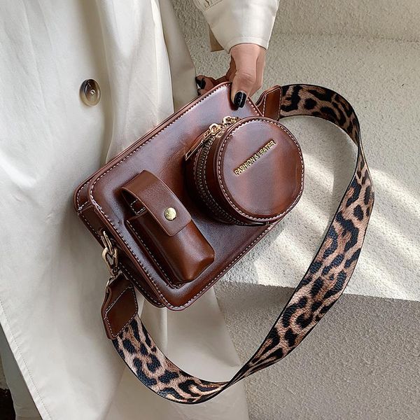 

evening bags vintage camera shape women shoulder designer wide leopard straps messenger luxury pu leather crossbody bag chic purses