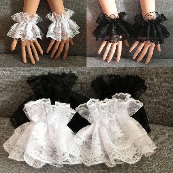 

five fingers gloves for women lolita wrist cuffs muslim black short lace bow diamond anime clothing mesh hand sleeves, Blue;gray