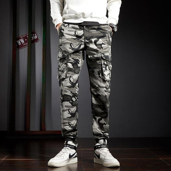 

men's pants colorful multi pocket overalls in 2021, Black