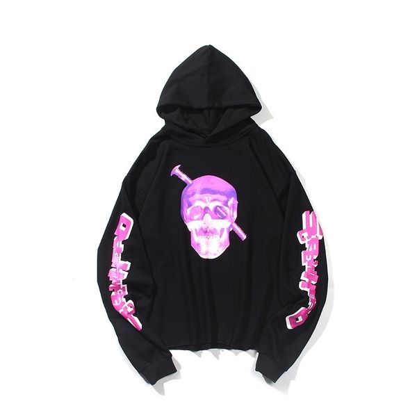 

autumn and winter fashion hoodie big v screw skull popular pullover for teenagers, Black