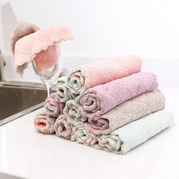 

cleaning cloths household kitchen towels absorbent thicker double-layer microfiber wipe table towel dish washing cloth