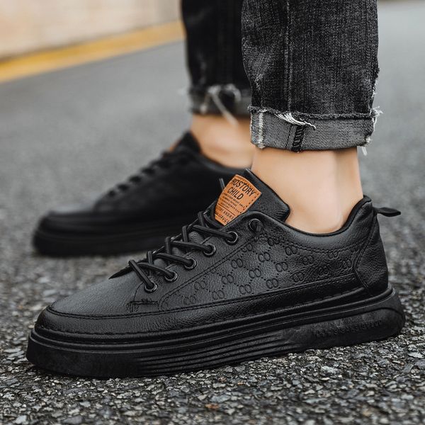 

men's 2022 new spring british style inward versatile board youth sports casual dad fashion shoes, Black