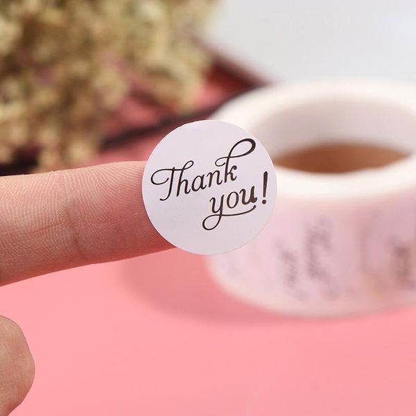 

gift wrap 500pcs/roll thank you series round sticker white seal labes for baking package and christmas decoration stationery stickers