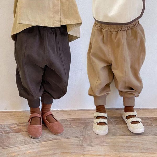 

trousers children pants ankle tied autumn spring cotton toddlers kids clothing girls for baby boys, Blue