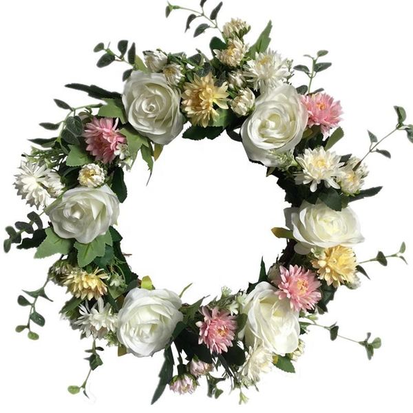 

decorative flowers & wreaths 16 inch artificial silk chrysanthemum floral roses door wreath wedding