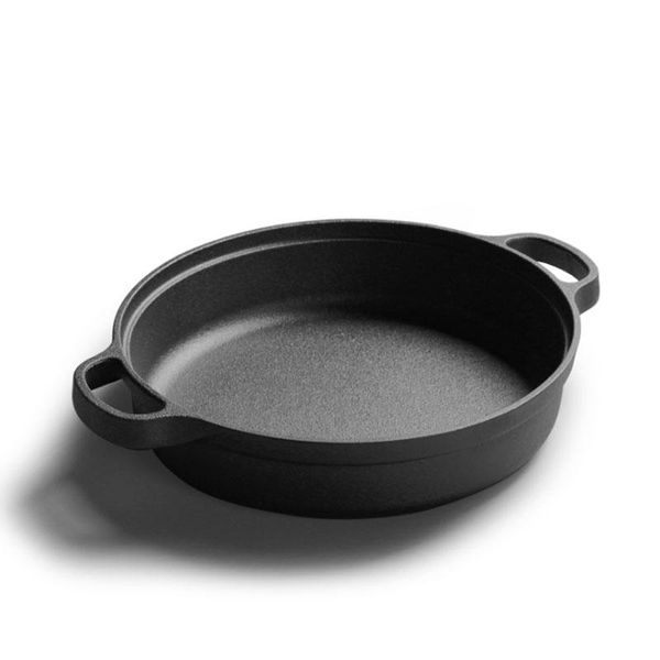 

30cm cast iron frying pan with wooden cover pancake uncoated induction cooker universal cookware pans
