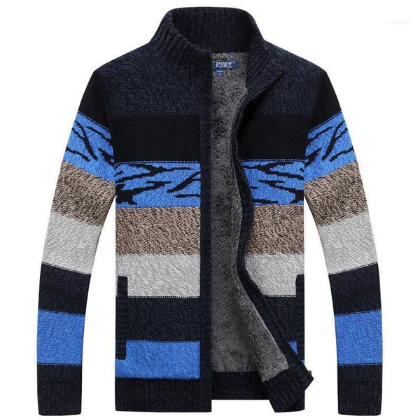

men's sweaters knitted sweater cardigan collar winter plus velvet thick wool fashion coat brand clothing1, White;black