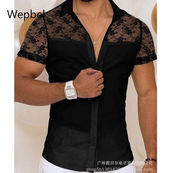 

men's casual shirts wepbel summer perspective men trendy white shirt short sleeve slim fits handsome, White;black