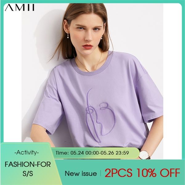 

minimalism summer women's tshirt fashion 100%cotton oneck embroidery loose causal 12130161 210527, White