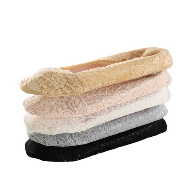 

short socks women's slippers candy colors lace japanese mesh kawaii silicone non-slip invisible thin shallow mouth & hosiery, Black;white