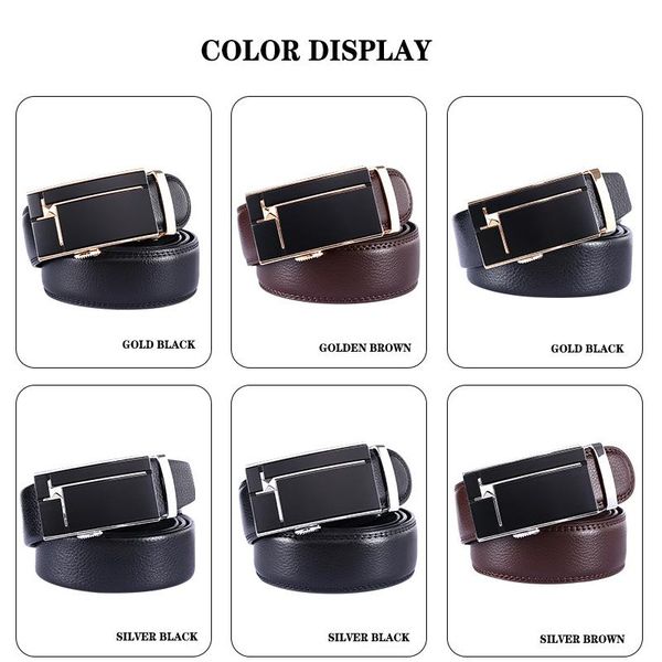 

men leather belt automatic buckle more color adjustable genuine black belts cow for, Black;brown