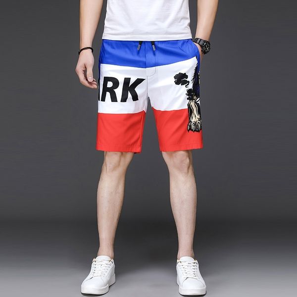 

2021 summer men's beach pants new youth korean casual large underpants fashion printed trendy sports shorts, White;black