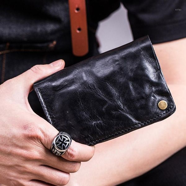 

men's short leather wallet, youth personality retro vertical wallet wallets1, Red;black