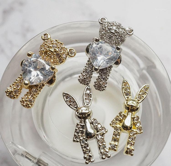 

10pcs little bear alloy zircon crystals rhinestones nail jewelry art decorations nails accessories charms supplies1, Silver;gold