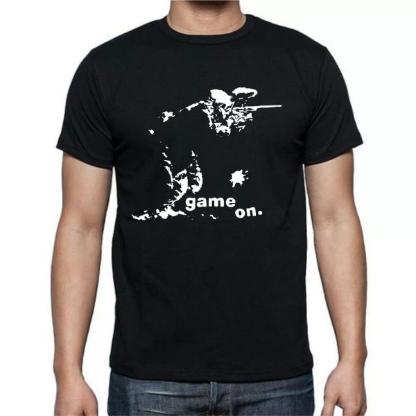 

paint ball game on gun amo t shirt tee, White;black