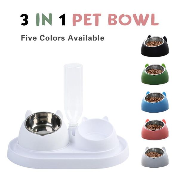 

dual purpose cat dog bowl automatic feeder 15 degrees tilted stainless steel pet water bowls cats dogs feeders &