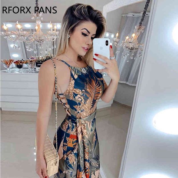 

sleeveless tropical print spaghetti strap jumpsuit, Black;white
