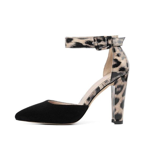 

dress shoes 2021 women pumps fashion party wedding super square high heel pointed toe leopard ladies size 34-43, Black