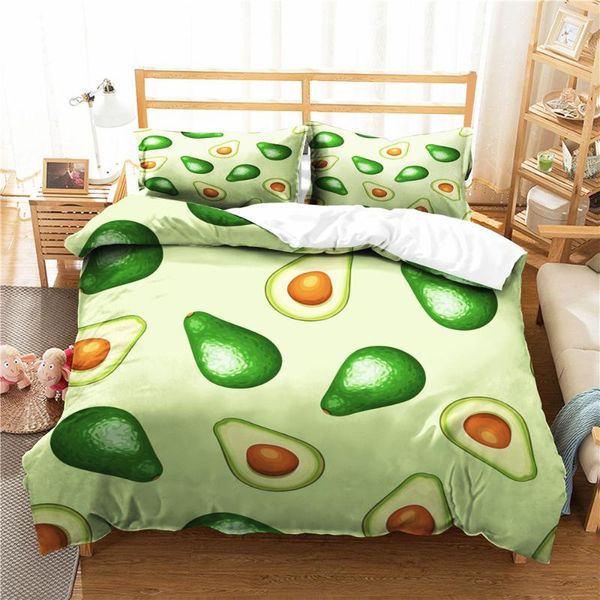 

duvet cover avocado 3d bedding set funny fruits strawberry bed for kids geometric bedclothes cute linen sets
