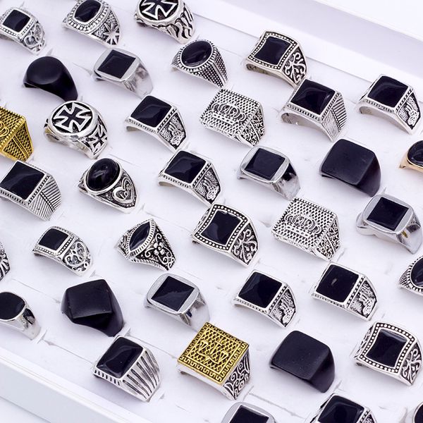 

20 pcs/lot geometric square classic metal men rings fashion jewelry wholesale party gifts size 17mm-22mm 220217, Slivery;golden