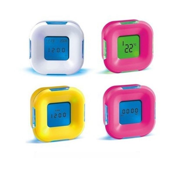

rotary induction colorful four side timer multifunctional led alarm clock creative gift