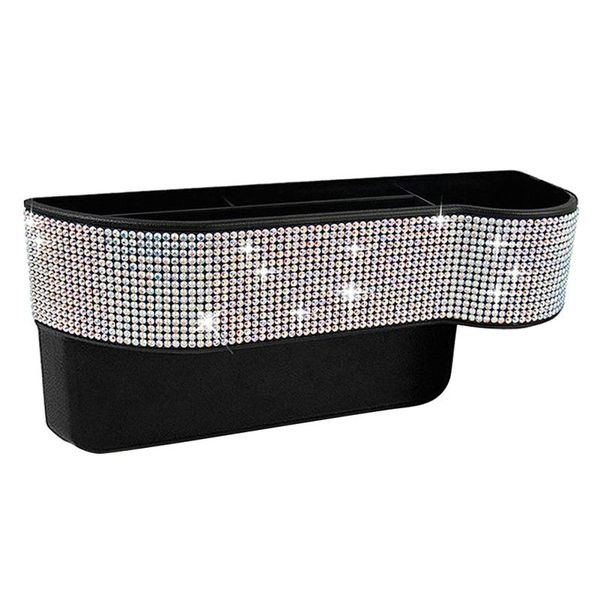 

car organizer rhinestone accessories crevice storage box crystal diamond leather auto seats gap pockets phone holder organizers