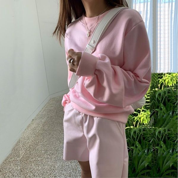 

women's hoodies & sweatshirts pink women o-neck long sleeve loose vintage harajuku korean casual pullovers autumn winter x7171 y0e7, Black