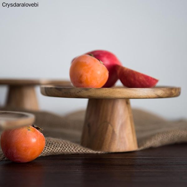

dishes & plates high stand wooden cake plate creative serving trays multi-use eco naural wood dessert fruit snack tray home decor