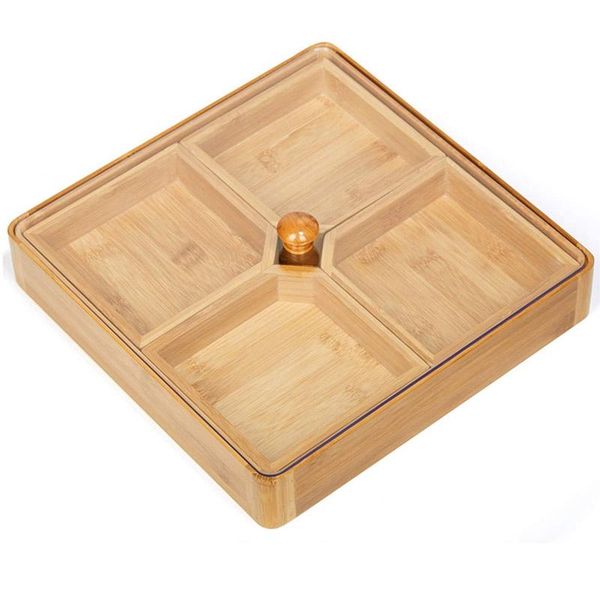 

dishes & plates bamboo dried fruit plate acrylic split wooden nut living room household year snack candy