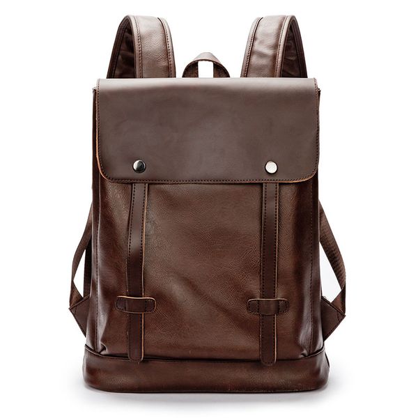 Mochila masculina PU couro anti roubo À prova d 'água vintage laptop sacos faculdade estudante escola bookbag casual