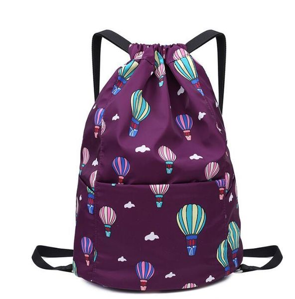 

backpack drawstring soft face simple solid color polyester pleated bucket type women's