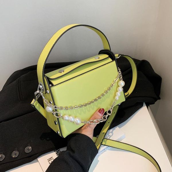 

evening bags pearl chain fashion women shoulder bag 2021 pu solid color messenger wallet travel shopping handbag tote