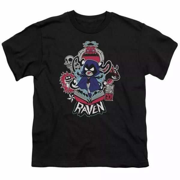 

Teen Titans Go! Raven Kids Youth T Shirt Licensed Cartoon Tee Black, White;black