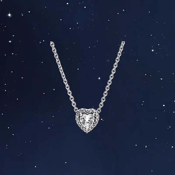 

fashion 925 sterling silver heart pendant necklace cz diamond bright star chain item original boxed pandora men's and women's set