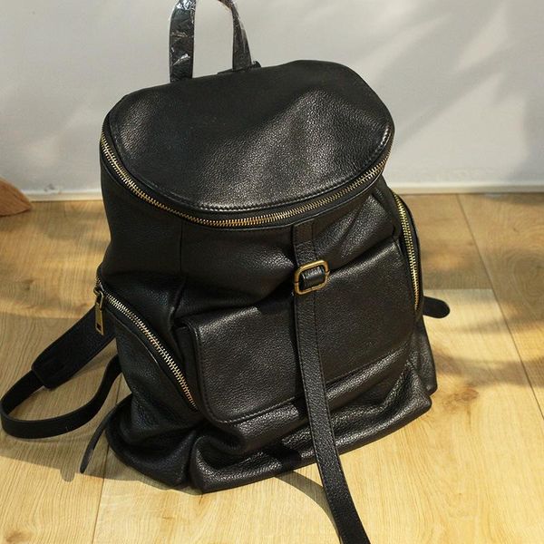

backpack wohenred women soft genuine leather bags 2021 vintage cowhide large capacity schoolbag female travel rucksack