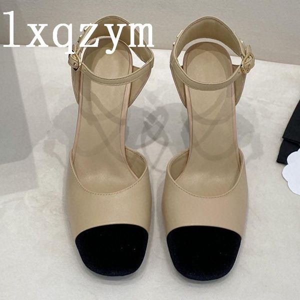 

sandals high heels 2021 women spring single ladies wedges shoes for metal decor wrap head back empty buckle shoe sandalias, Black