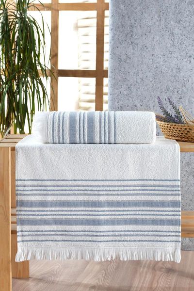 

towel turkish %100 cotton jacquard fringed 2-piece bath set