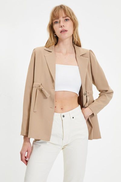 

women's jackets trendyol lacing detailed jacket twoaw22ce0299, Black;brown